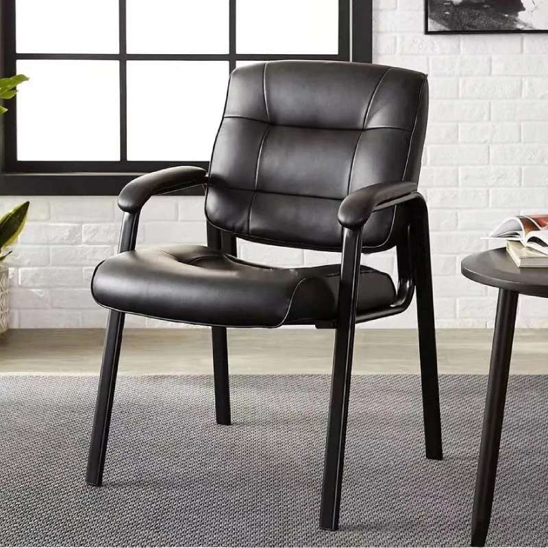 Chaise d’Attente Noire avec Cadre Métallique – Bureau et Salon de Beauté