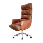 Fauteuil Ministre en croûte de Cuir Marron