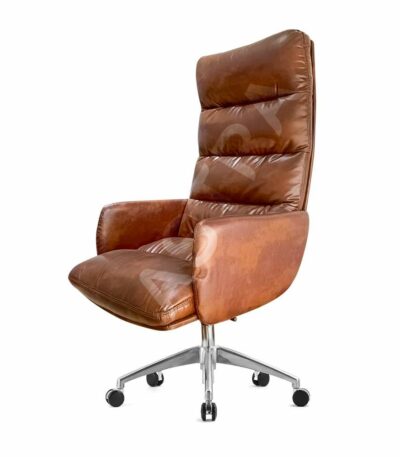 Fauteuil Ministre en croûte de Cuir Marron