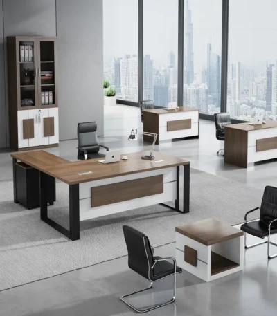 Pack Bureau 1m60 avec Rangement 2 Portes + 2 Bureaux 1m40 + Table Basse