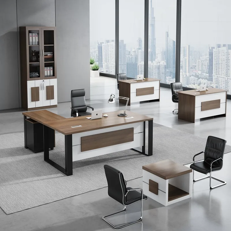 Pack Bureau 1m60 avec Rangement 2 Portes + 2 Bureaux 1m40 + Table Basse