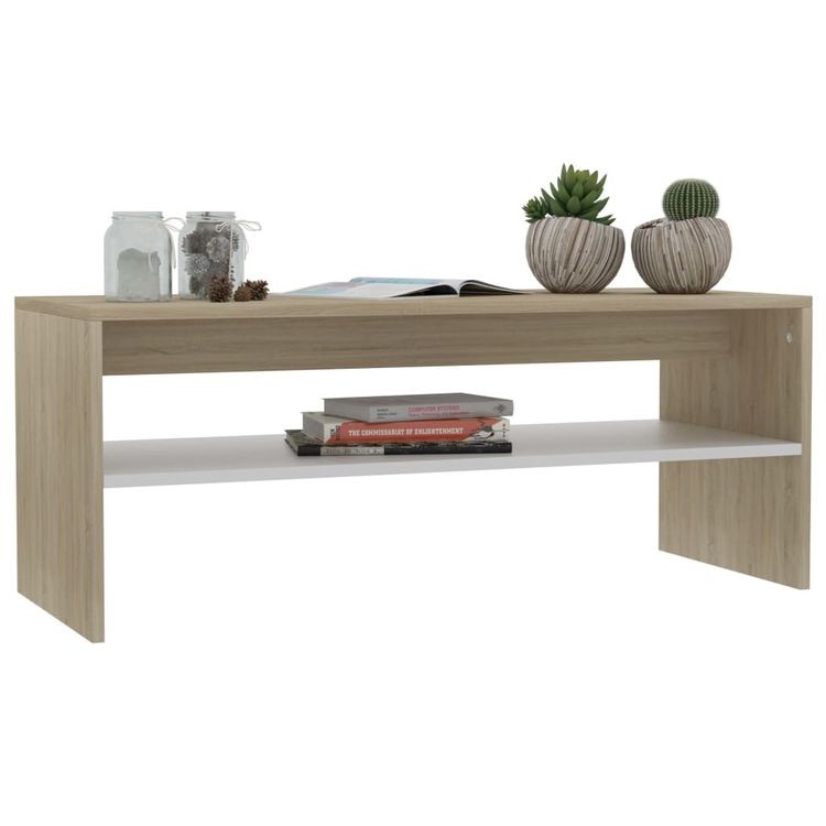 Table basse Blanc brillant 100 x 40 x 40 cm